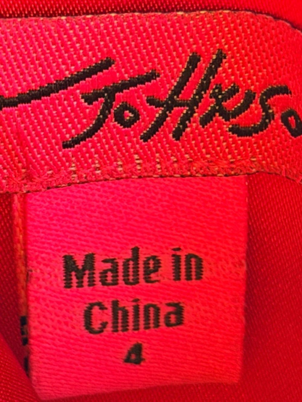 Betsey Johnson Hot Pink Fabric Label with Black Script
Worn one 
Vintage